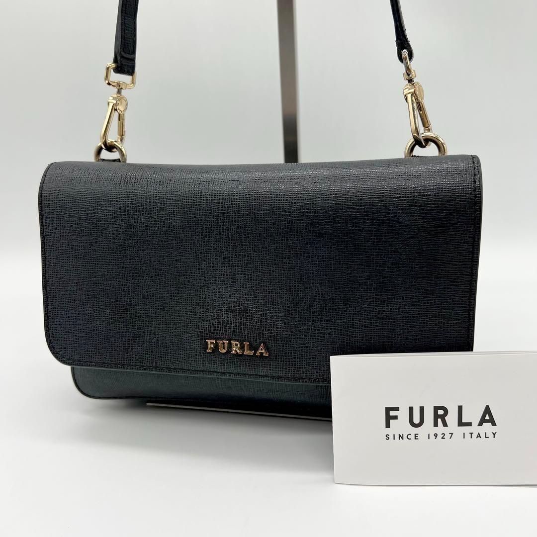 FURLA リーヴァ ショルダーウォレット ミニバッグ ブラック