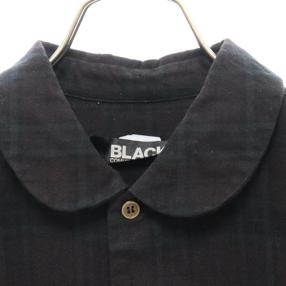 BLACK COMME des GARCONS (ブラックコムデギャルソン) 12AW コットン製品染め タータンチェック総柄 グラデーション 丸襟  長袖シャツ ブラック/レッド 1D-B016 - 働くクルマ体験