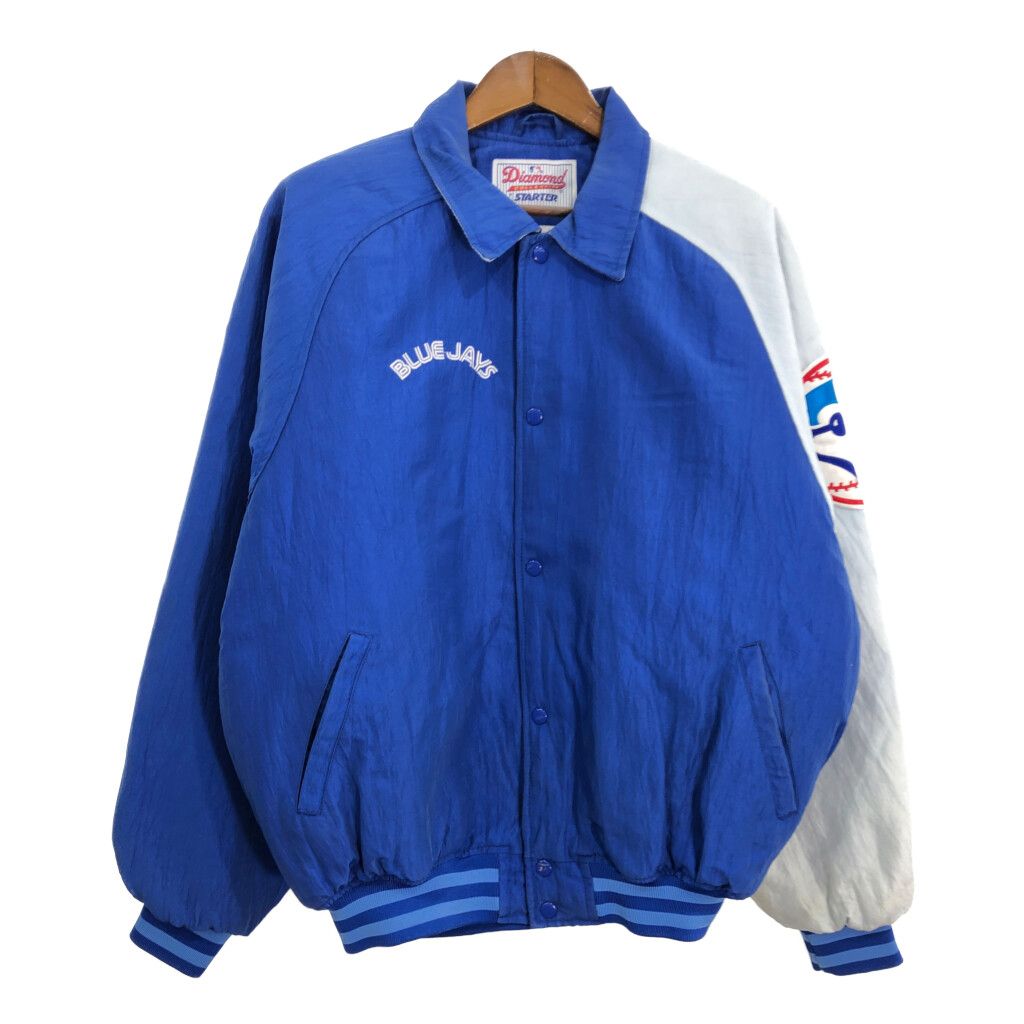 90年代 STARTER スターター MLB トロント・ブルージェイズ ナイロン スタジアムジャケット プロチーム ブルー (メンズ XL) 中古 古着 S7188