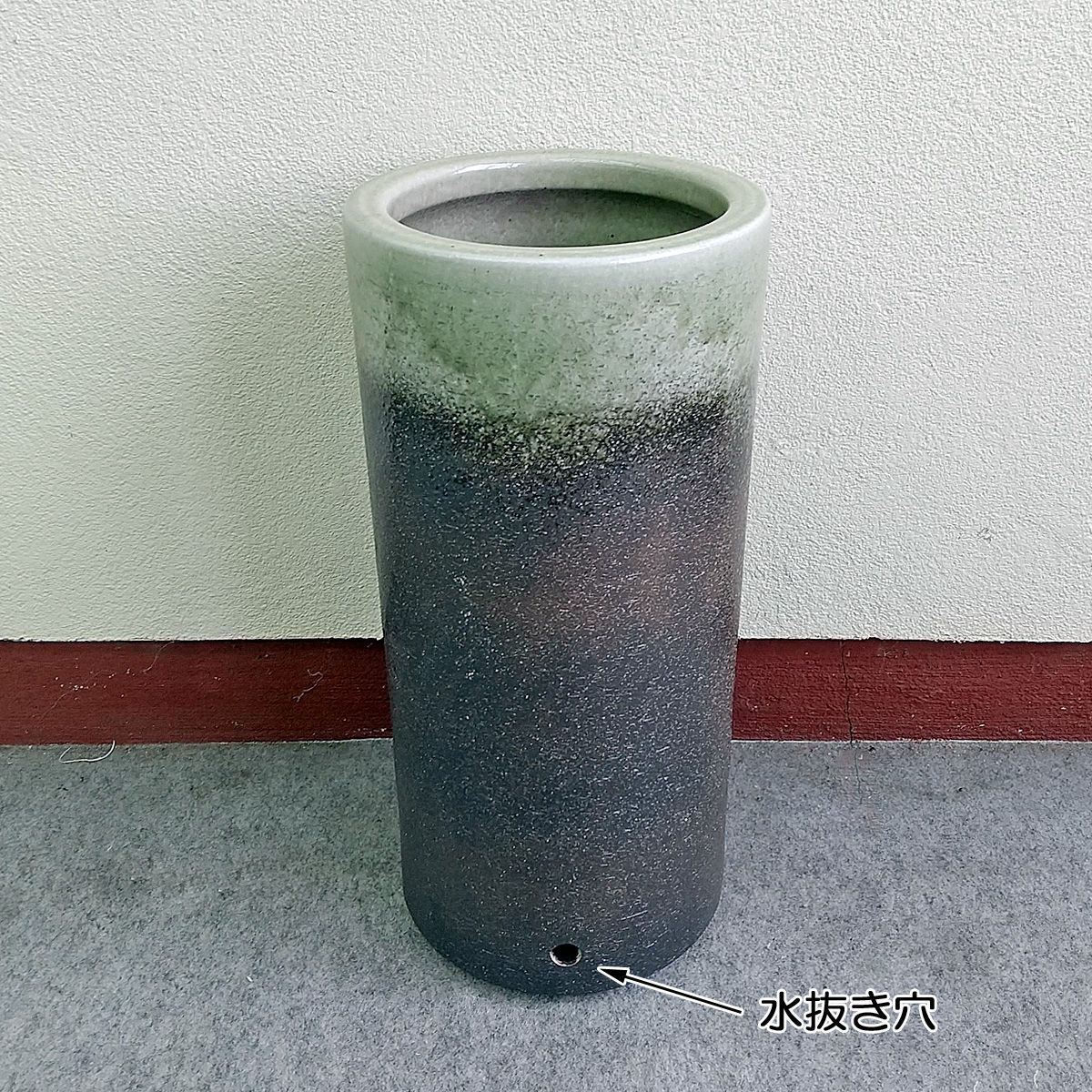 陶器傘立て 笹模様傘立 信楽焼 傘約6本収納可能 丸伊