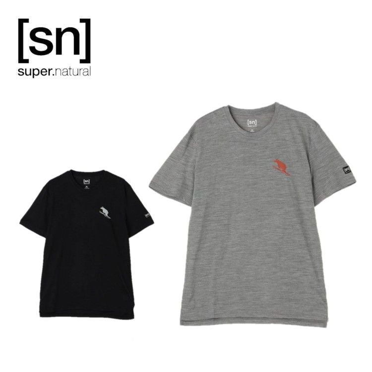 25秋冬 エスエヌ スーパーナチュラル sn super.natural メンズ リトル フ Tシャツ snmp01173 トップス 半袖 Tシャツ メリノウール ヨガ ピラティス フィットネス