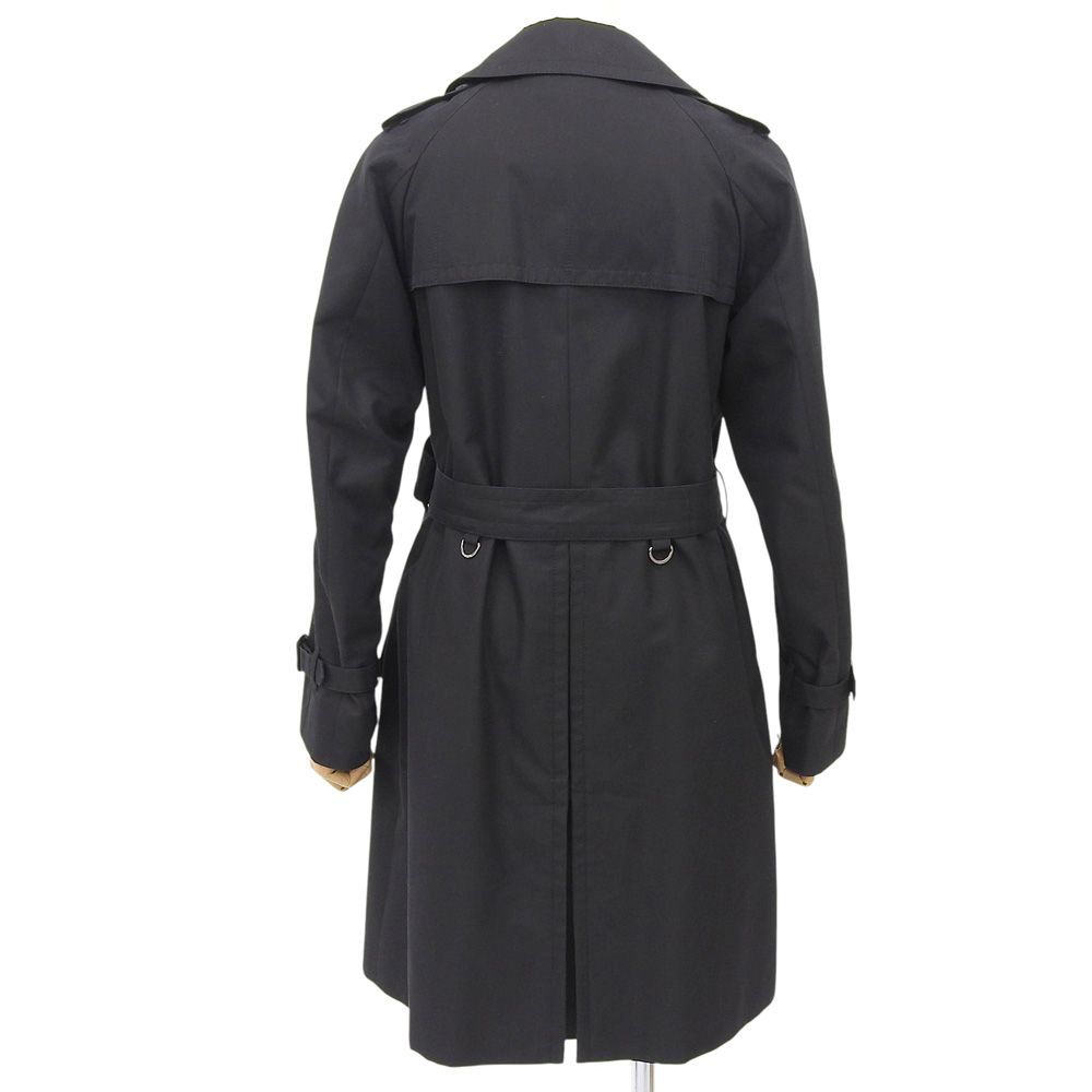 超 アクアスキュータム Aquascutum ジョンストンズ エルジン ダブルネーム ライナー付き トレンチコート 8 レディース 黒