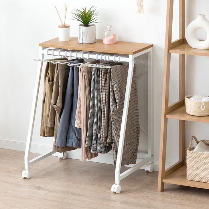 コンパクト パンツ収納 頑丈 意匠権登録中 スリム キャスター付 ズボンハンガーラック ハンガーラック 収納 タンスのゲン 84300015 91004
