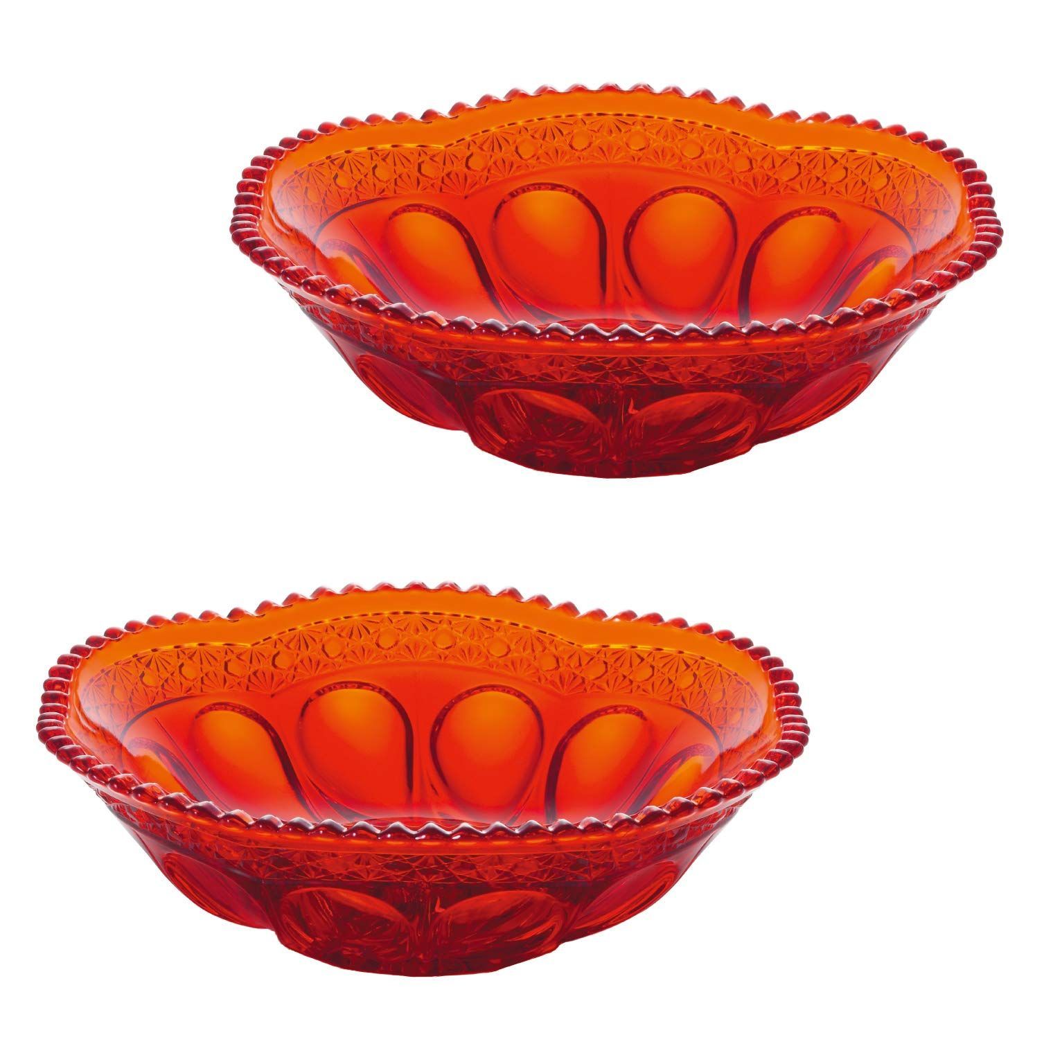 新品，HOT 【人気商品】庄内クラフト ガラス食器 小鉢 レッド アデリア(ADERIA) 直径16×高さ5cm 赤の器中鉢 2枚入 日本製 F-70392 その他
