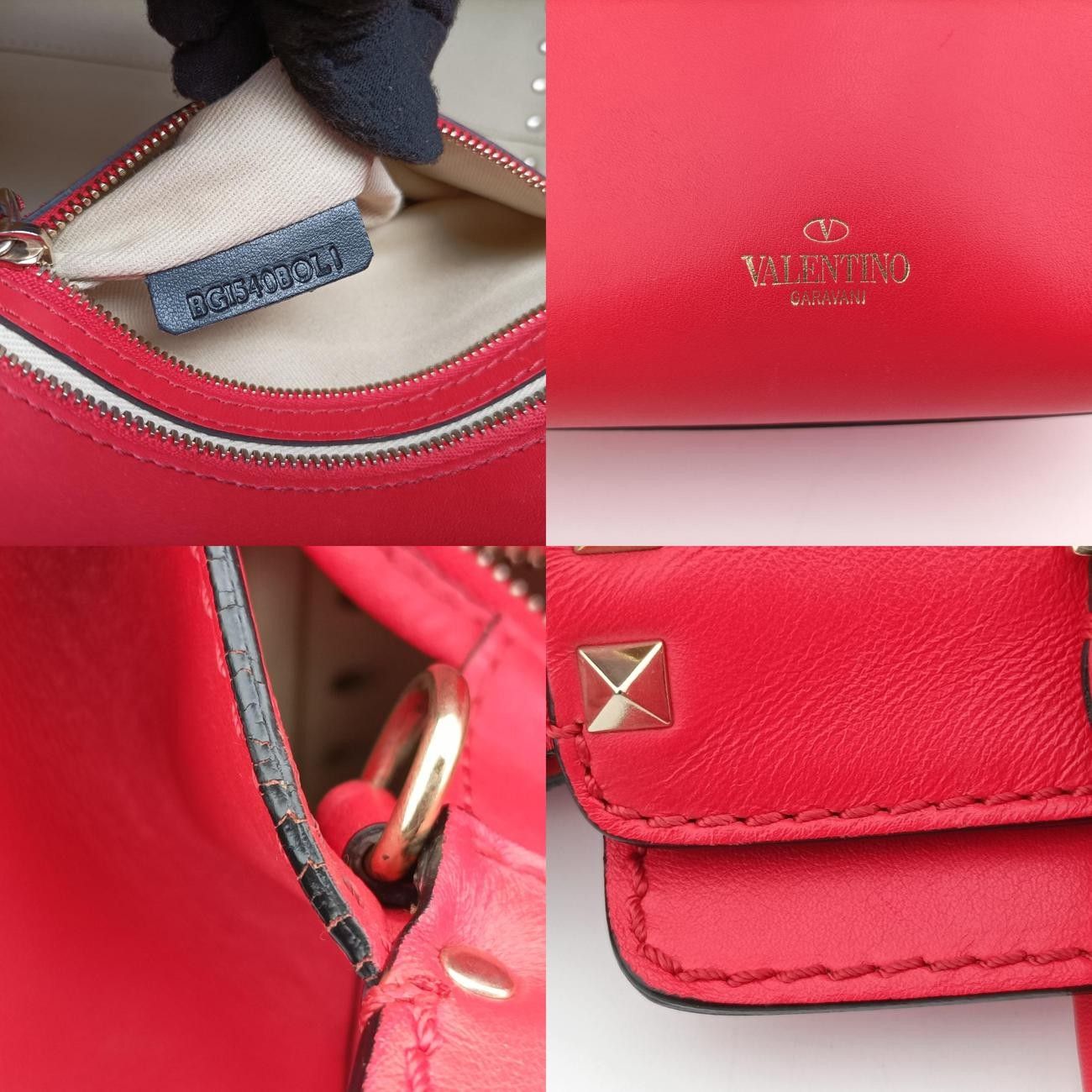 ヴァレンティノValentinoロックスタッズレッドレザーBGI540BOLI