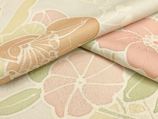 平和屋着物▽上質な小紋 単衣 草花文 正絹 逸品 AAAU1141iu