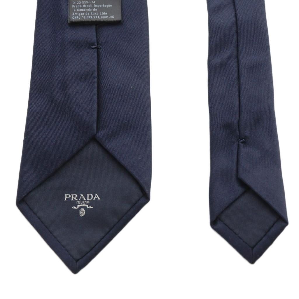 プラダ PRADA レギュラータイ ネクタイ ロゴ シルク 絹 紺