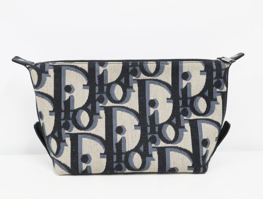 クリスチャンディオール CHRISTIAN DIOR オブリーク マキシディオール ジャガード ネイビー ポーチ