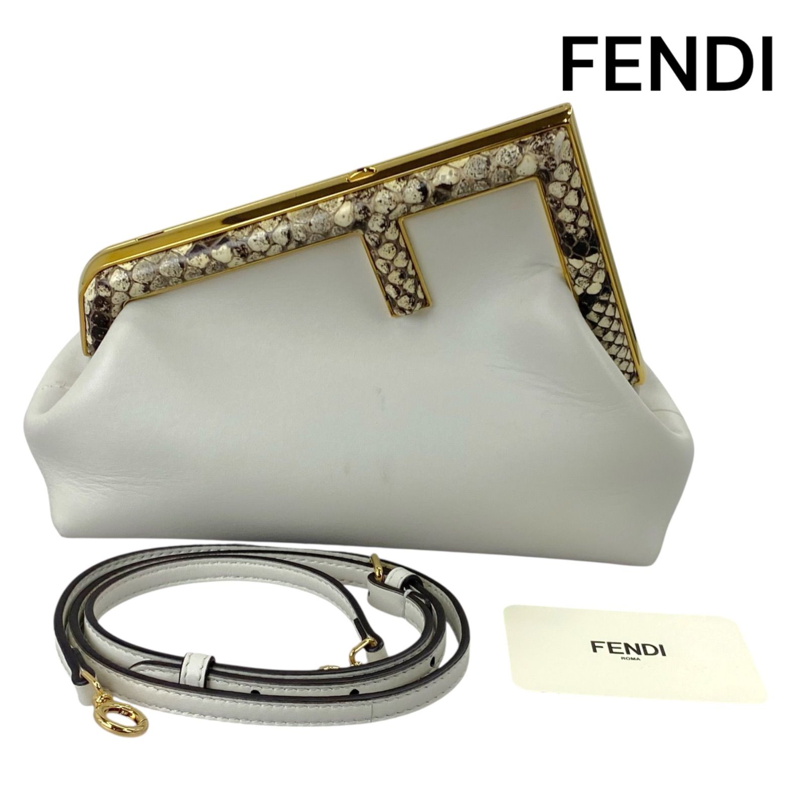 【新品】FENDI ファースト　スモール　グレーパイソン ○フェンディ FENDI ファースト スモール ショルダーバッグ クラッチ