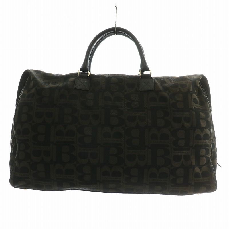 バーバリーズ Burberrys ヴィンテージ ボストンバッグ ショルダー 2WAY キャンバス レザー ロゴ 総柄 ゴールド金具 茶色 ブラウン XZ GY18