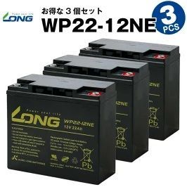 WP22-12NE 3個セット 産業用鉛蓄電池 サイクルバッテリー LONG