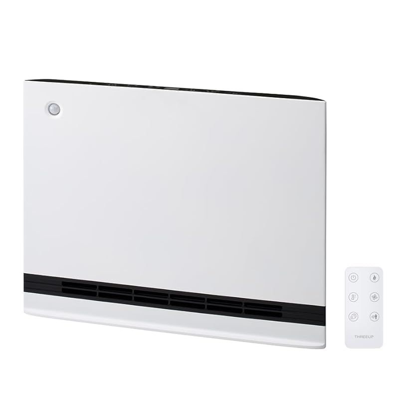 スリーアップ 超薄型 パネルセラミックヒーター 節電|室温センサー付 大風量 1200W 速暖モード付 温度設定 ワイドタイプ温風 安全設計 リモコン付 ホワイト CH-AZ0697WH 0