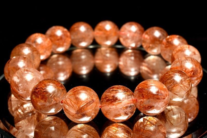 ❤️「希少カラー」 ローズゴールドルチルクォーツ　9.5㎜ 天然石パワーストーン 1点物】希少カラー◇太陽の輝き ブロンズルチルクォーツ 12mm