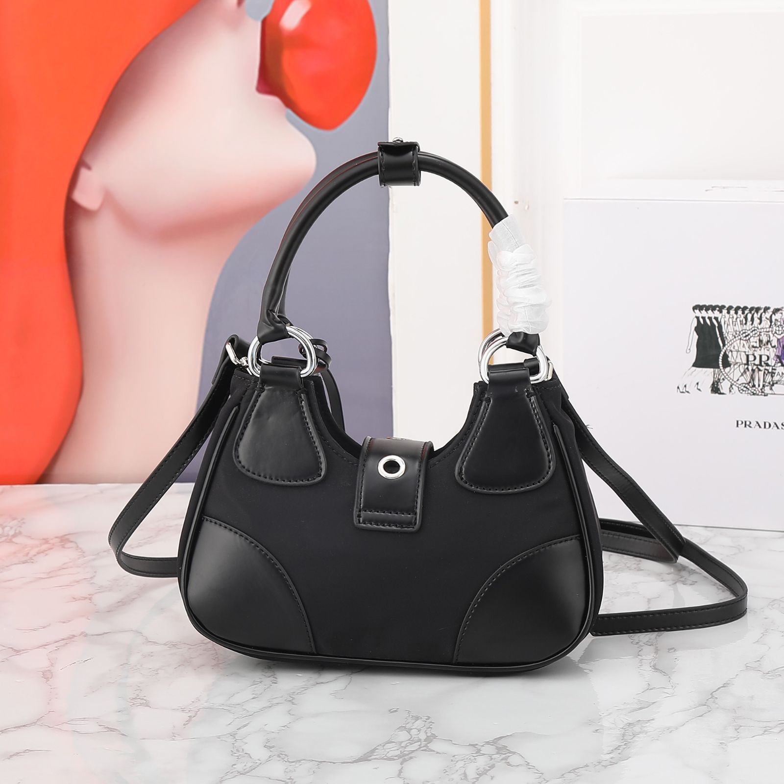 プラダ MOON レザー ハンドバッグ Prada - プラダ ムーン ナイロン＆レザーバッグ | HBX - ハイプ
