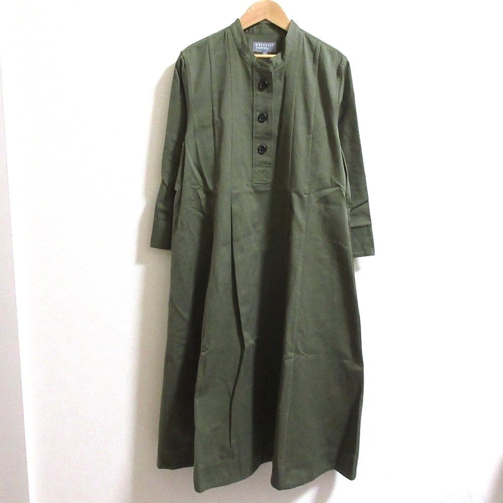 24SS MARGARET HOWELL マーガレットハウエル ORGANIC COTTON TWILL 長袖 ワンピース サイズ1 オリーブ レディース 古着