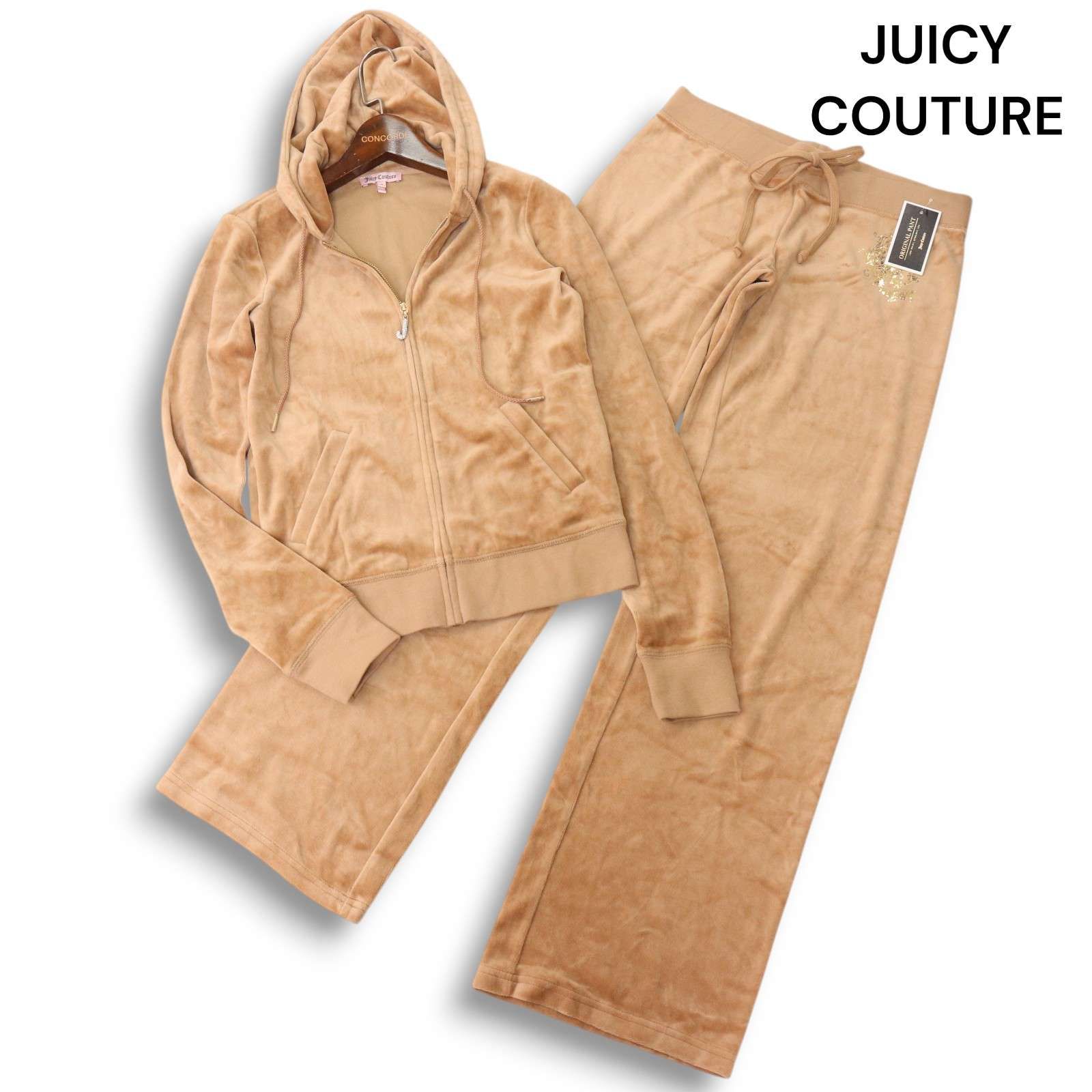 Y2K ♥ JUICY COUTURE ジューシークチュール ベロア パーカー-パンツ セットアップ Sz.S レディース