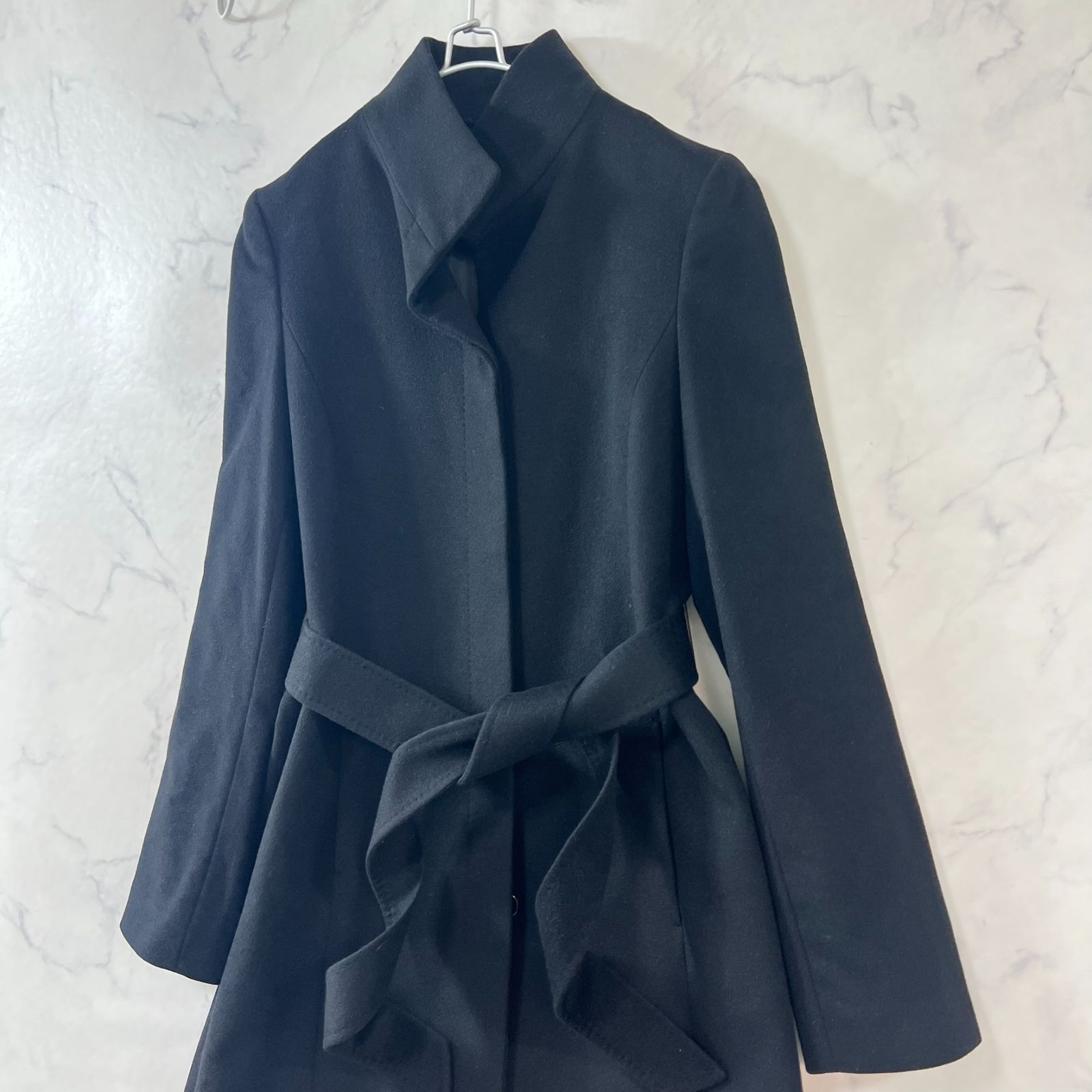 極美品 アナイ カシミヤ100% ロングコート ベルト 黒 ブラック