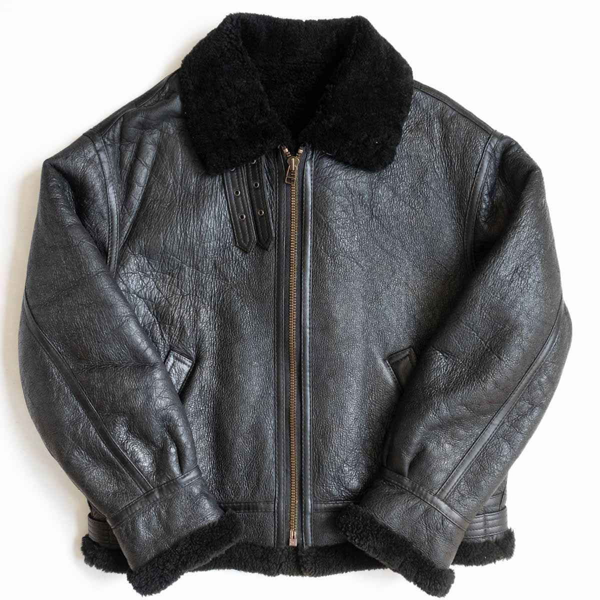 【美品】L.L.Bean A-2レザーフライトジャケット AVIREX B-3 ブラック ムートン レザー ジャケット L（雰囲気抜群