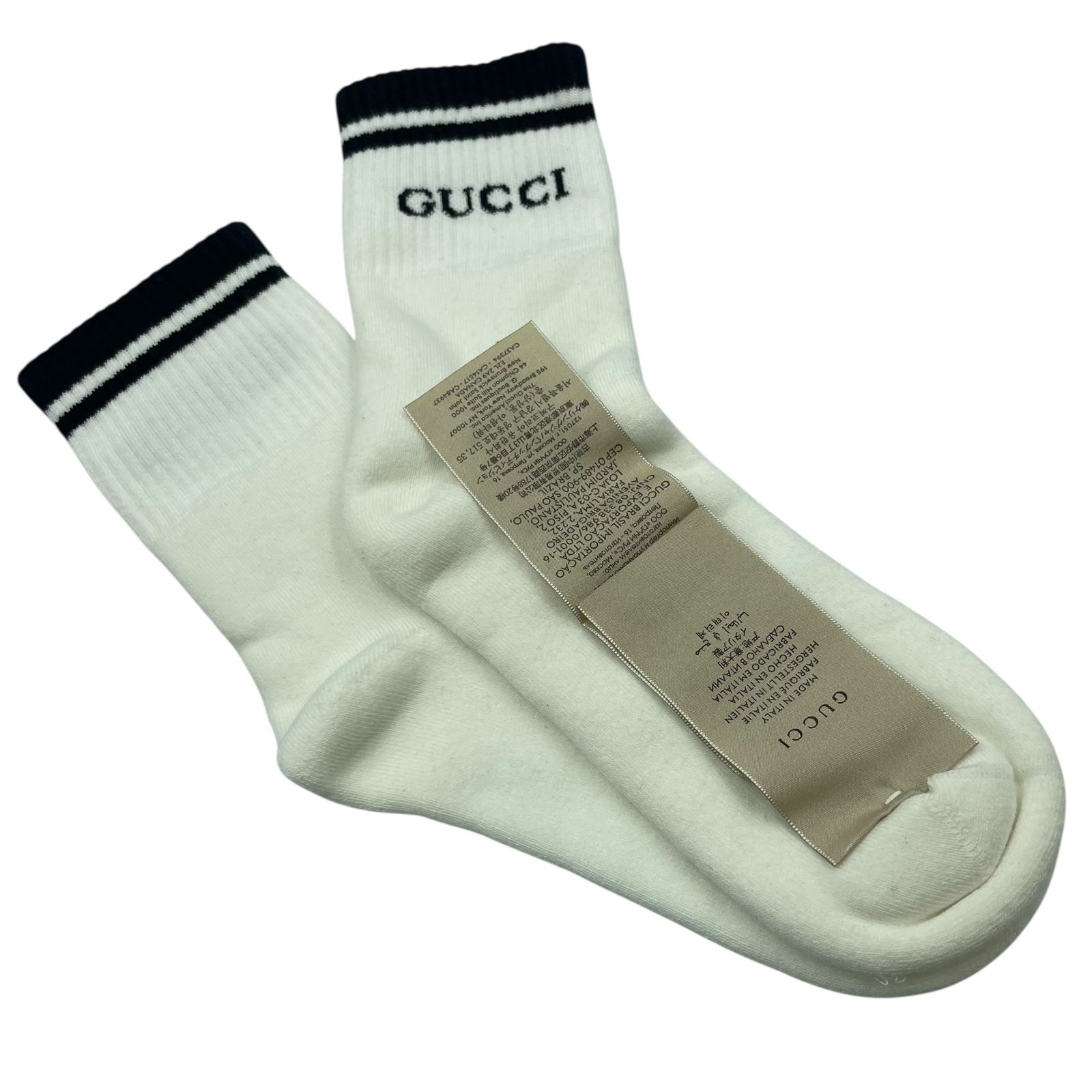 未使用品 GUCCI グッチ 靴下 ホワイト ロゴ - メルカリ