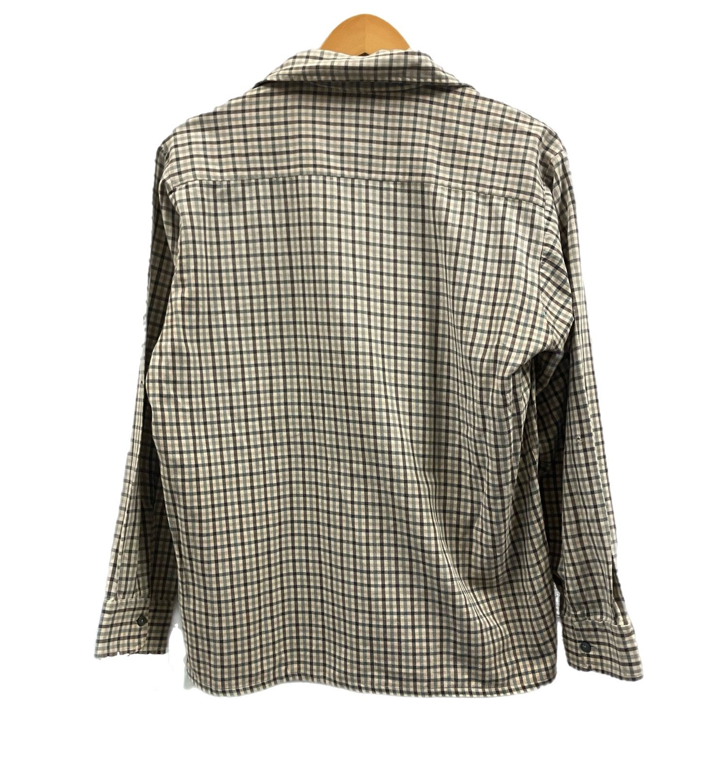 ヴィンテージ 60 s~ 60年代～ TOWN CRAFT J.C.Penney プリントネルシャツ チェック オープンカラー ボックス 開襟 ループカラー タウンクラフト 長袖シャツ グリーン Mサイズ 101MT-4977