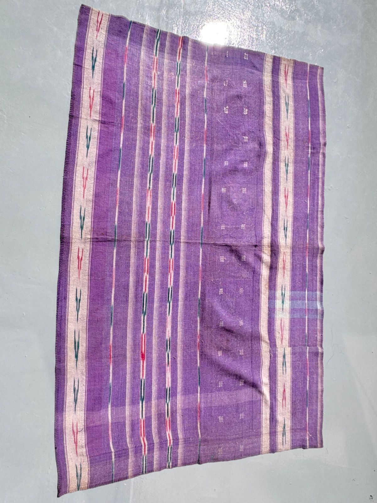 G034 ラリーキルト マルチカバー ボロ BORO 刺し子 グドゥリー 手縫い ハンドメイド インド ラグ マット ソファーカバー