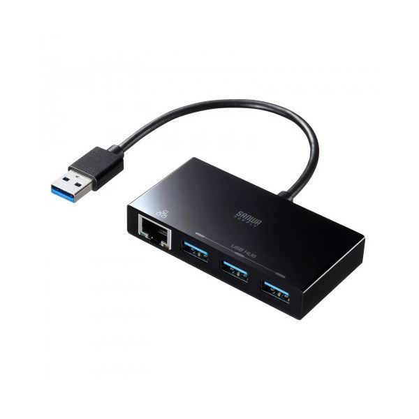 サンワサプライ USB3.2 Gen1 ハブ付き ギガビットLANアダプタ USB-3H322BKN