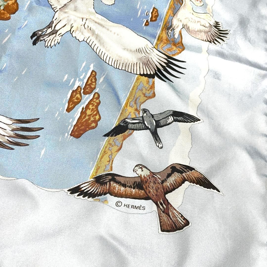 エルメス 地中海の貴重な生命 スカーフ カレ90 大判 タグ付き 折れ目あるのみ 水色 オーシャンブルー シルク Hermès