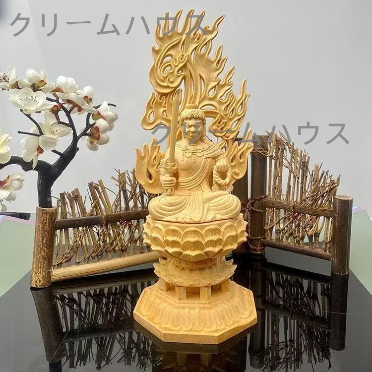 桧木精密彫刻版 不動明王像｜天然檜材使用・高さ28cm 楽天市場】【楽天スーパーSALE】仏像 不動明王 不動明王像 檜木