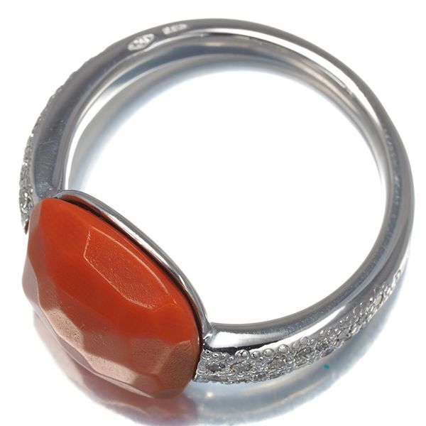 ポメラート リング 珊瑚 サンゴ ダイヤ ダイヤモンド カプリ 14号  