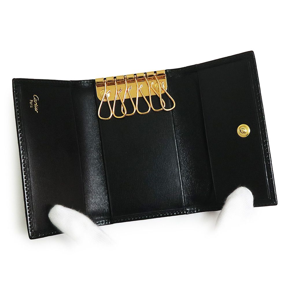 カルティエ パシャ 6連 キーケース カウハイドレザー ブラック 黒  