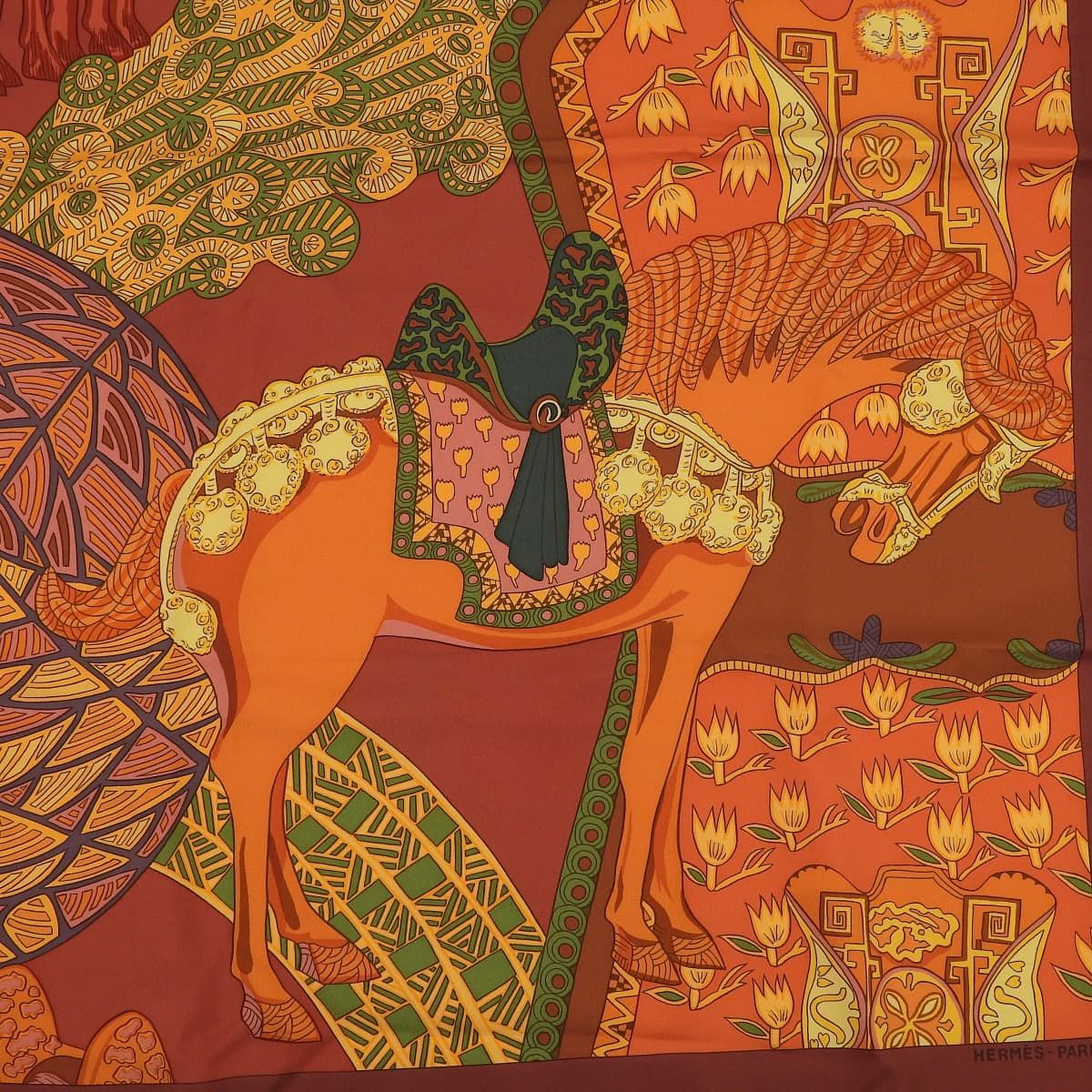 エルメス　HERMES　スカーフ　カレ90　ステップ美術 HERMES エルメス カレ 90 ART des STEPPES ステップ美術 馬