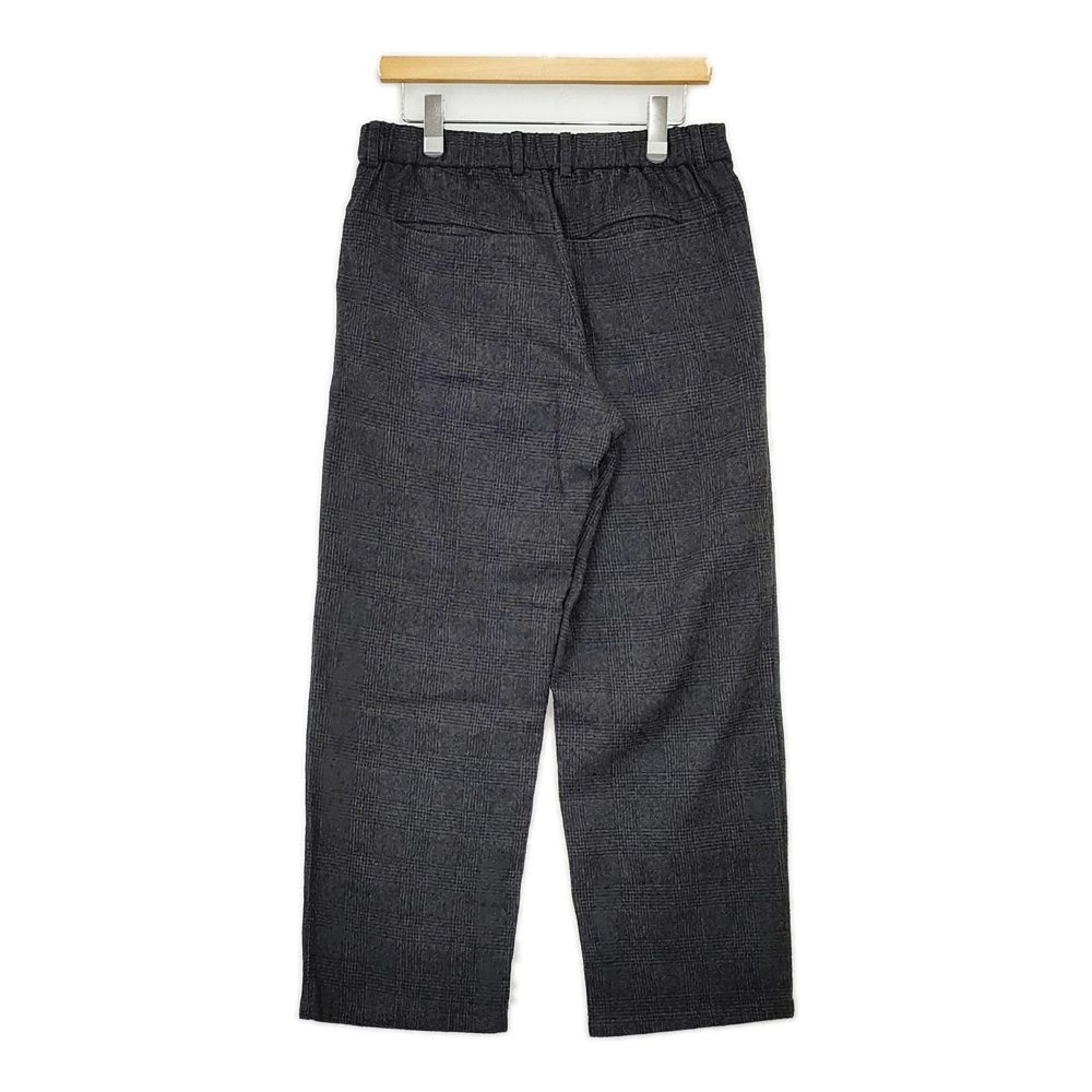 evam eva E183T174 プレスウール グレンチェック イージーパンツ サイズ2 日本製 パンツ チャコールグレー ブラック レディース エヴァムエヴァ 5-1007T△