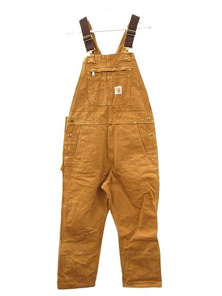 カーハート carhartt オーバーオール ダブルニー ダック生地 ブラウン W34