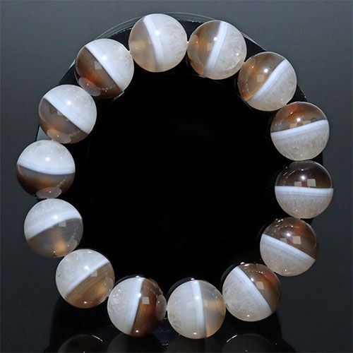 K2017-2〕高品質 レア 約16mm 天然一線薬師天地天珠瑪瑙 ブレスレット
