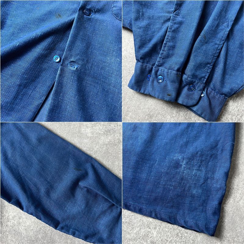60s 70s Sears 無地 コーデュロイ オープンカラー シャツ L / 60年代