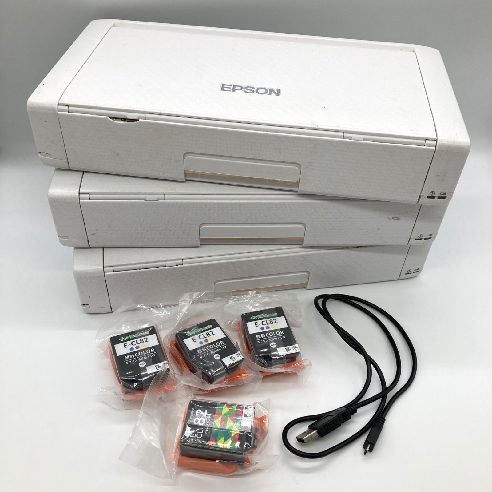 EPSON PX-S06W エプソン ホワイト 本体3台まとめ おまけ付き 小型 モバイル ハンディ プリンター ジャンク品 通電 済 インクカートリッジ USBケーブル D053