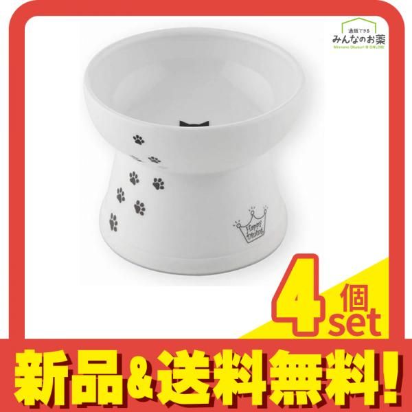 猫壱 猫用食器 ハッピーダイニング 脚付フードボウルL シリコン付き 猫柄 1組入 4個セット