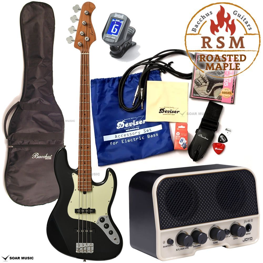 Bacchus バッカス BJB-1-RSM|M BLK エレキベース 初心者セット ブラック ローステッドメイプル ネック 採用 ジャズベース タイプ ユニバース シリーズ RSM 入門