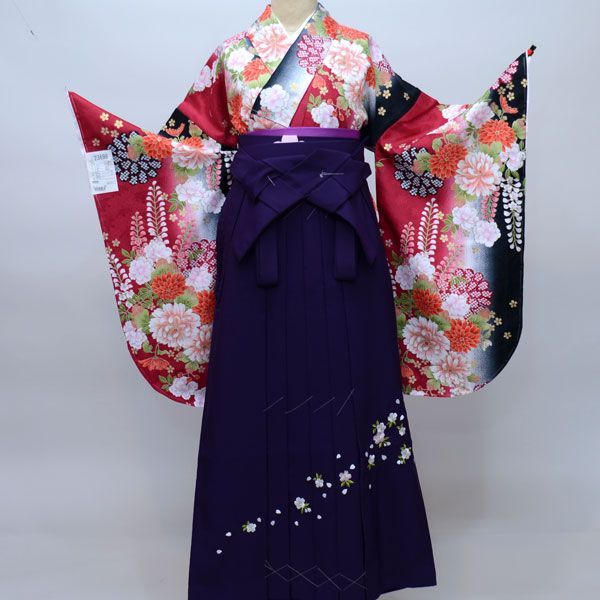二尺袖 着物袴 フルセット 百花繚乱 袴変更可能 卒業式に NO23698 二尺袖 着物 袴フルセット ジュニア用へ直し 135cm〜150cm 百花斉放 袴