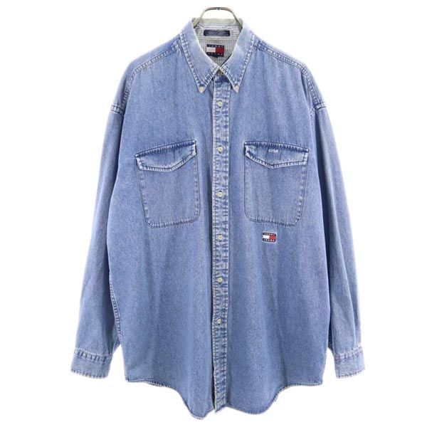 トミージーンズ デニム 長袖 ボタンダウンシャツ L TOMMY JEANS トミーヒルフィガー メンズ 【中古】  【230912】