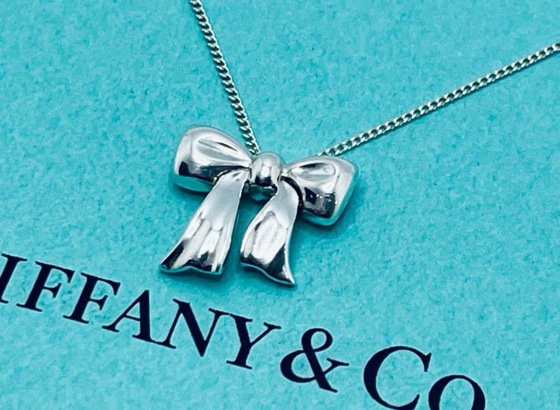 a072 Tiffany&Co. ティファニー リボン ネックレス シルバー 925