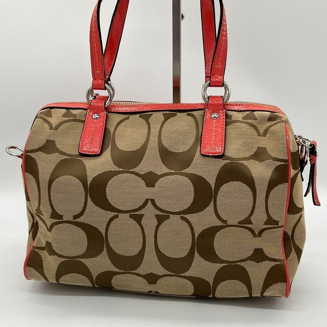 【美品】COACH コーチ シグネチャー ハンドバッグ ブラウン ミニボストン 良品】COACH シグネチャー ミニボストンバッグ ハンドバッグ