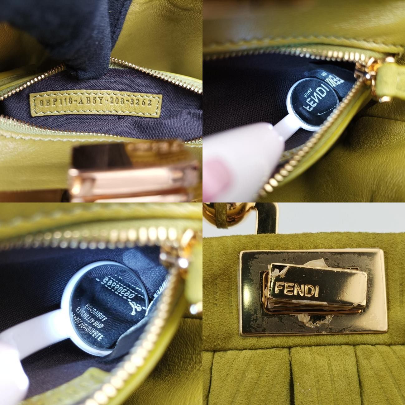 フェンディFendiピーカブーグリーンスウェード8BP1188BP118-AB5Y-208-3262