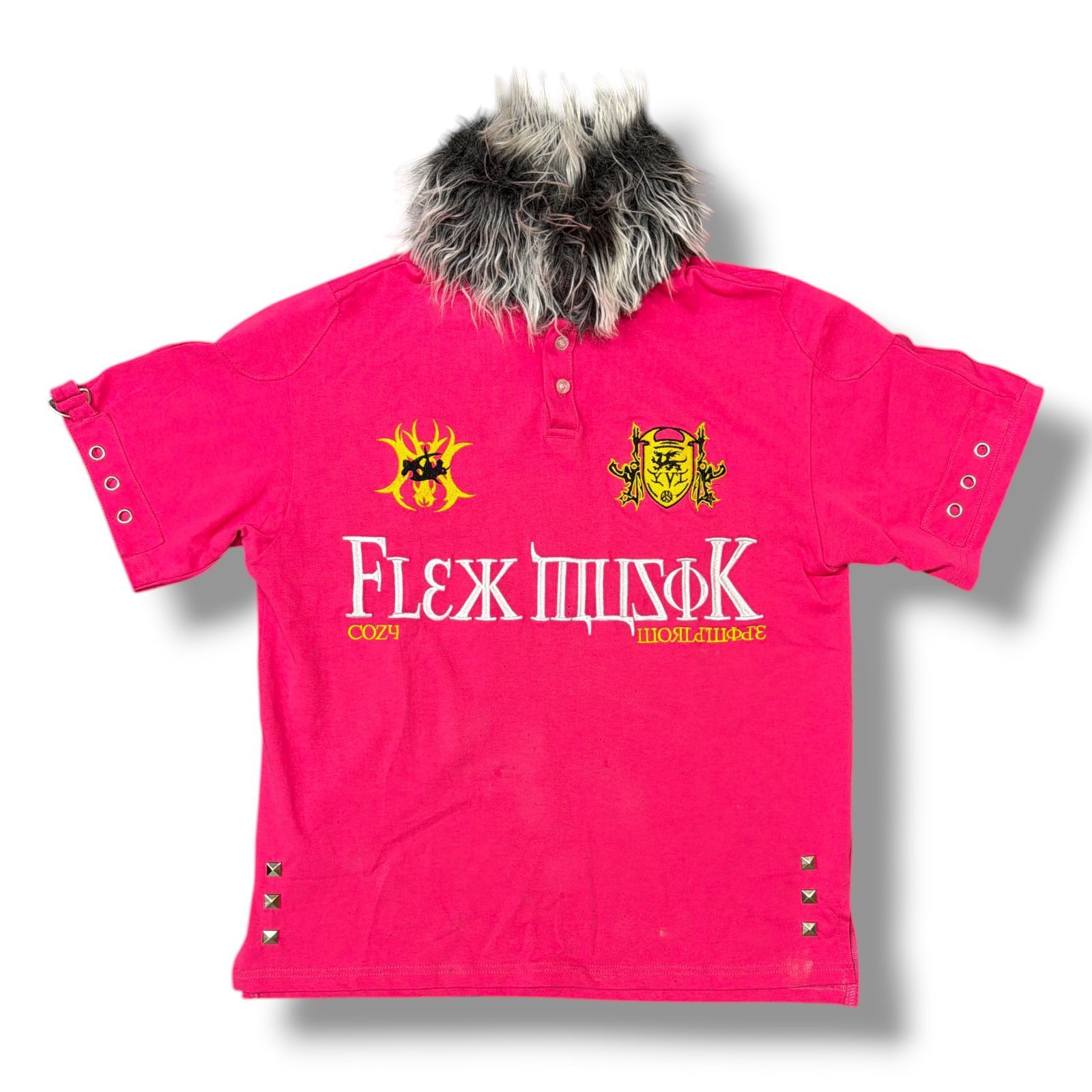 COZY WORLDWIDE FUR PINK POLO ファーポロシャツ 半袖カットソー 