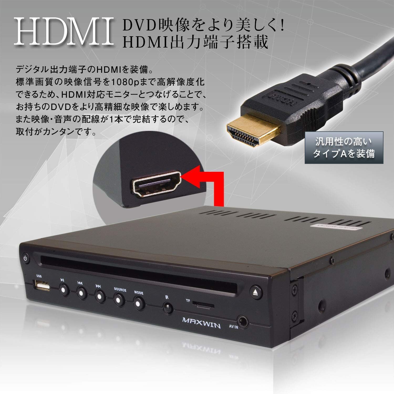 MAXWINハーフDIN DVDプレーヤー マックスウィン DVD306
