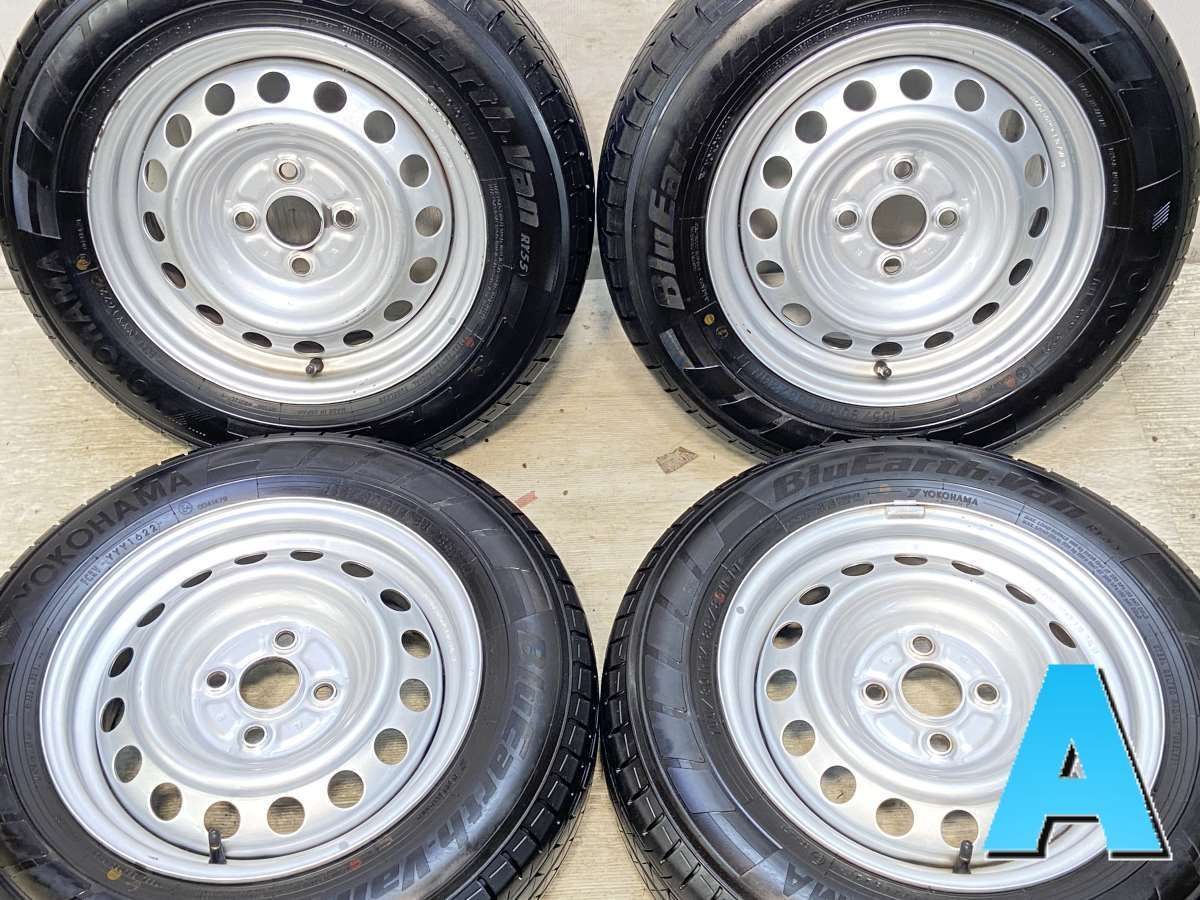 155/80R14 8/86LT nヨコハマ ブルーアース Van RY55 nトヨタ純正  n14x5.0  100-4穴 n中古タイヤ サマータイヤ ホイールセット 4本セットn s14250125020
