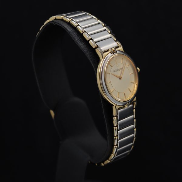 イヴサンローラン 2200-228481 ラウンド QZ アイボリー/シルバー文字盤