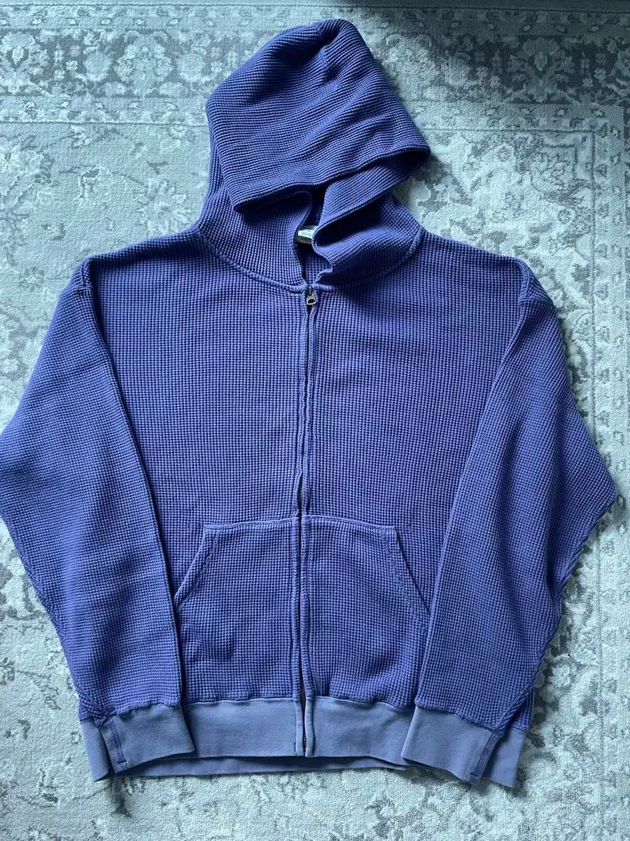 M カーキ Khakis ワッフル フード付き ジップアップパーカー 紫