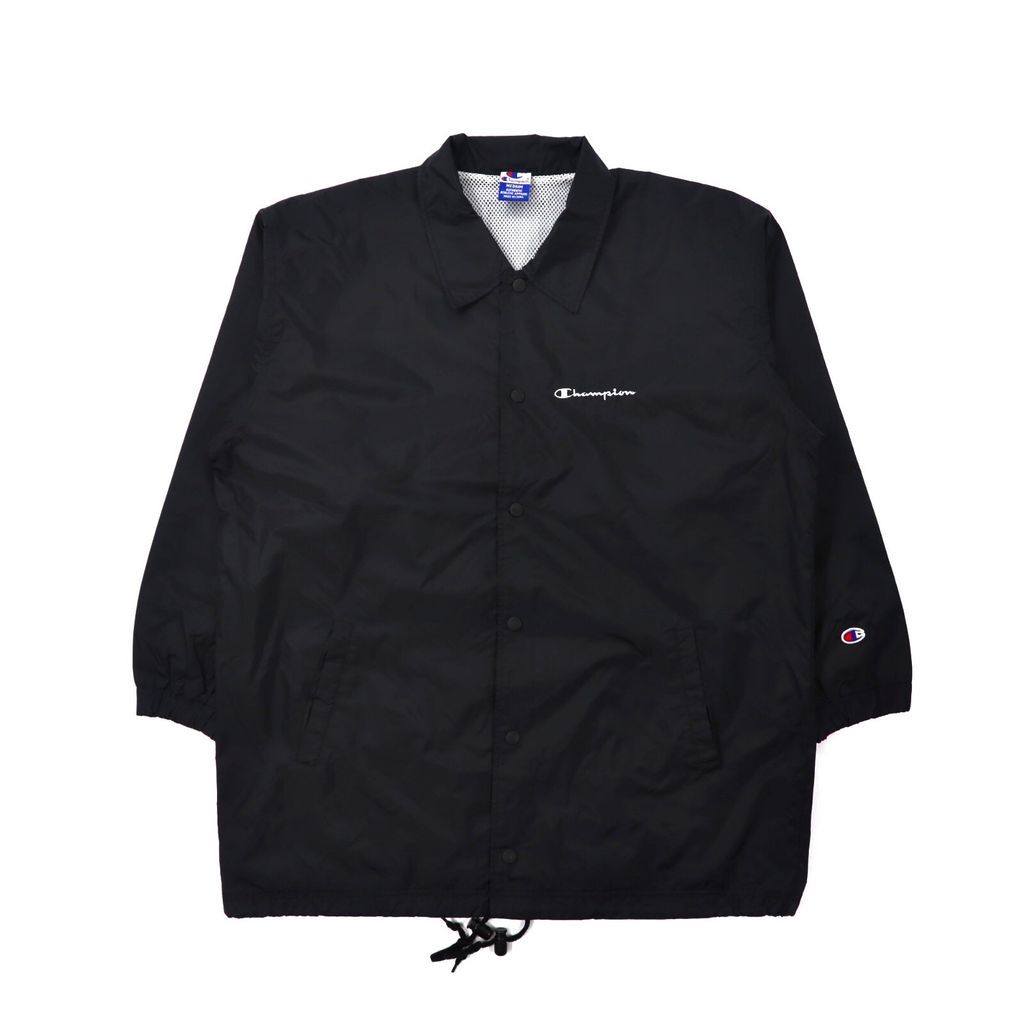 Champion ロングコーチジャケット M ブラック ナイロン スク