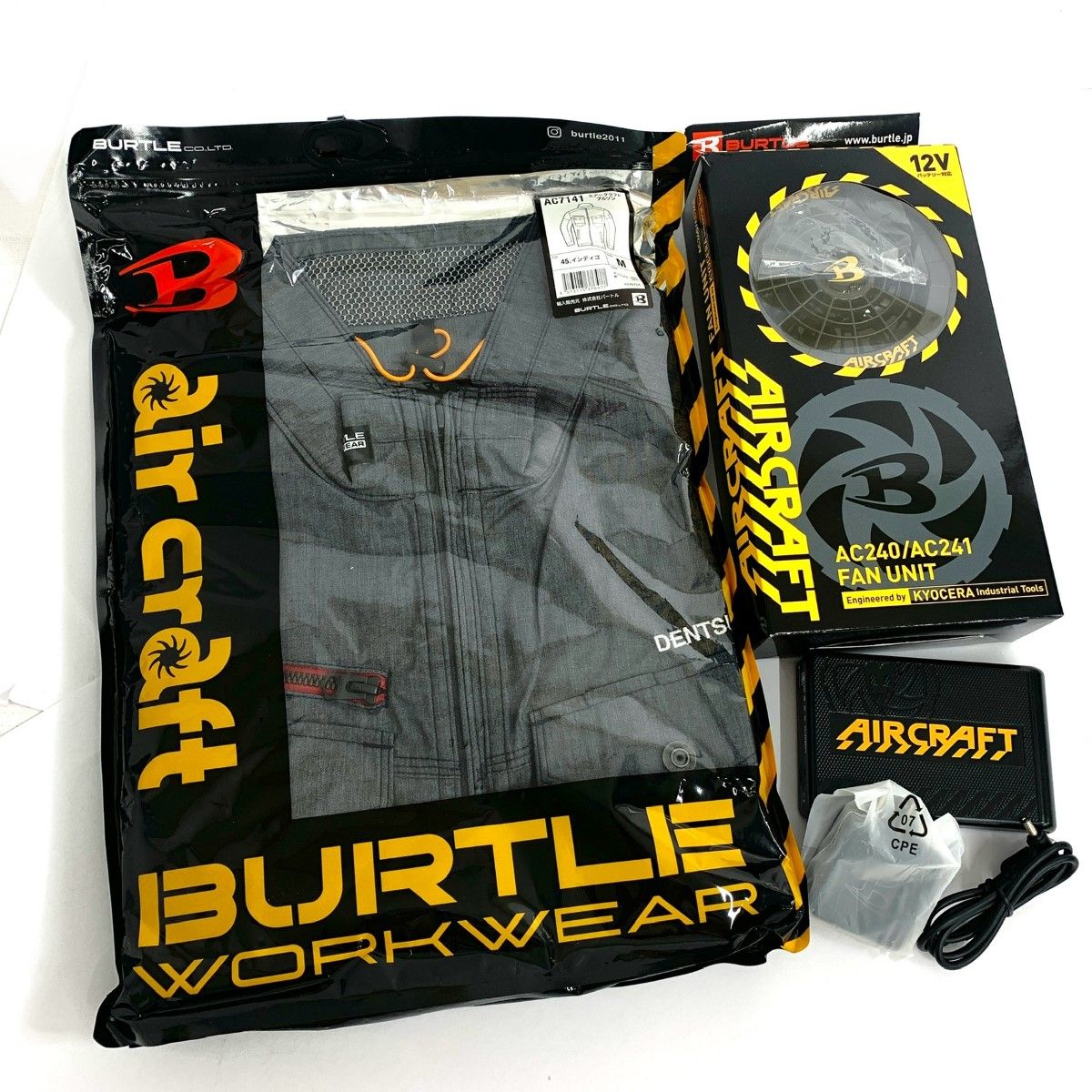 美品 BURTLE バートル エアークラフト 空調服 ブラック AC230バッテリー/AC240ファンユニット/AC7141ブルゾンM ...